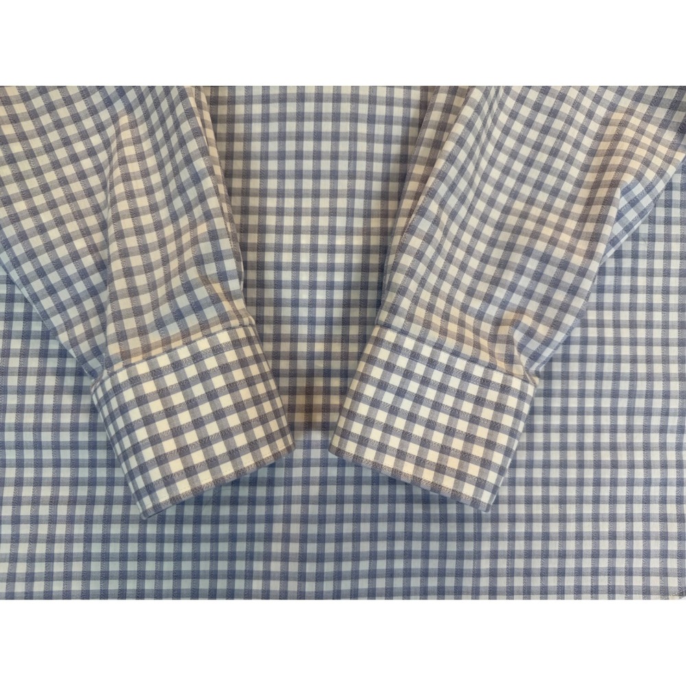 TWILLORY‎ Performance Tailored Fit Dress Shirt Blue/White Check Men's Sz L 34/35 - Picture 6 of 11